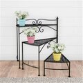 Propation Plant Stand 3-Tier Folding Spiral Stairs Wrought Iron Metal Display w/Staggered Shelves, Black PR2030644